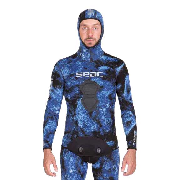 Seac Tatoo Jacket Camo Spearfishing Wetsuits for Man Two-Pieces Design Premium Yamamoto Neoprene with Super Stretch Armpit for Freediving Red Camo