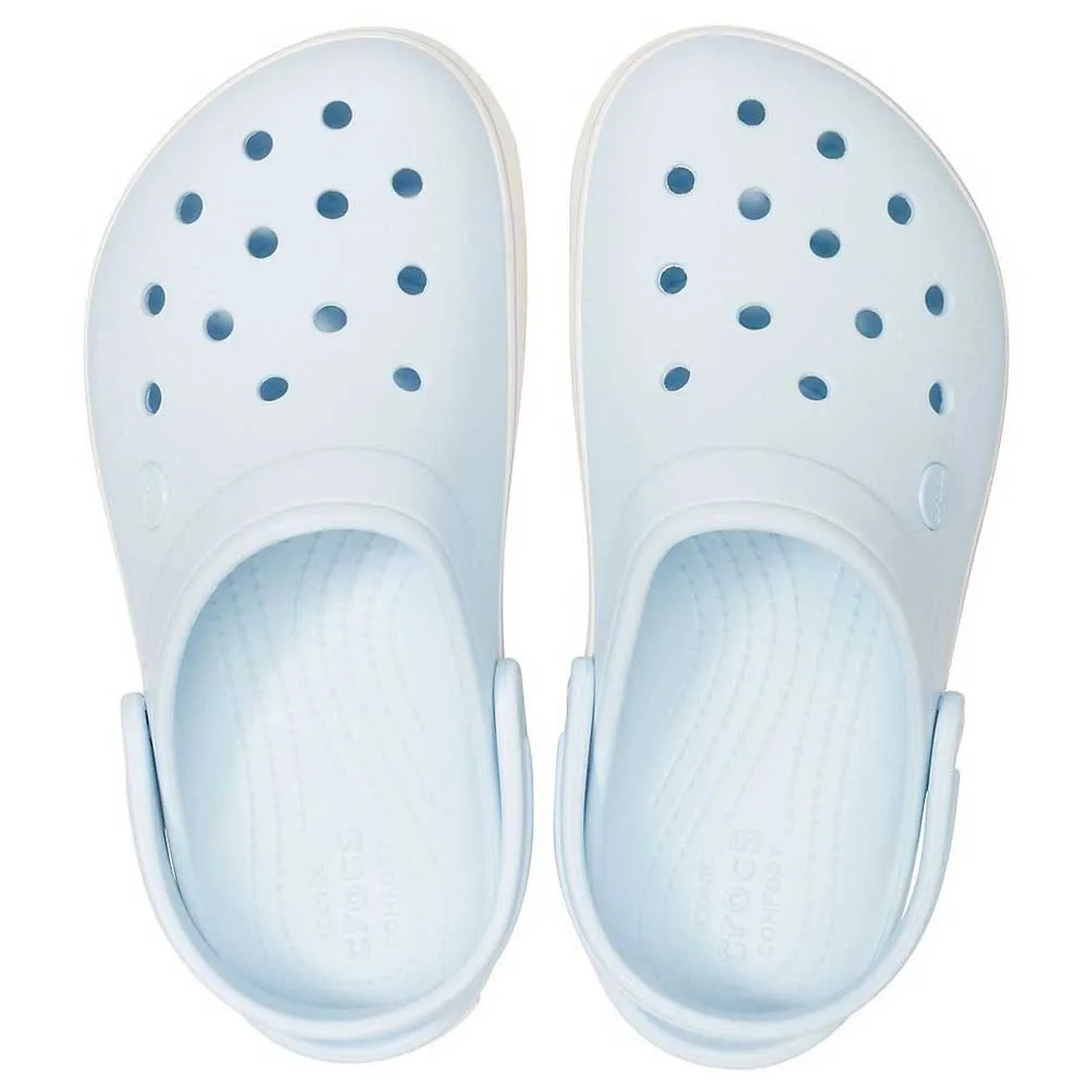 blue platform crocs